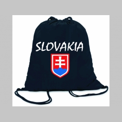 Slovakia ľahké sťahovacie vrecko ( batôžtek / vak ) s čiernou šnúrkou, 100% bavlna 100 g/m2, rozmery cca. 37 x 41 cm